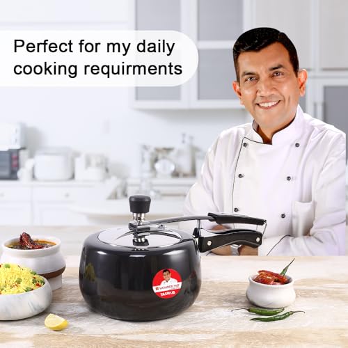 Wonderchef Taurus Hard Anodized Inner Lid Pressure cooker, 3 liter, Cool Touch Handles for Durability, Induction Friendly, Black, 5 year warranty, ISI Certified - Image 2
