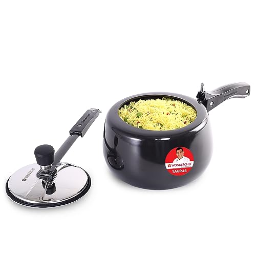 Wonderchef Taurus Hard Anodized Inner Lid Pressure cooker, 3 liter, Cool Touch Handles for Durability, Induction Friendly, Black, 5 year warranty, ISI Certified - Image 1