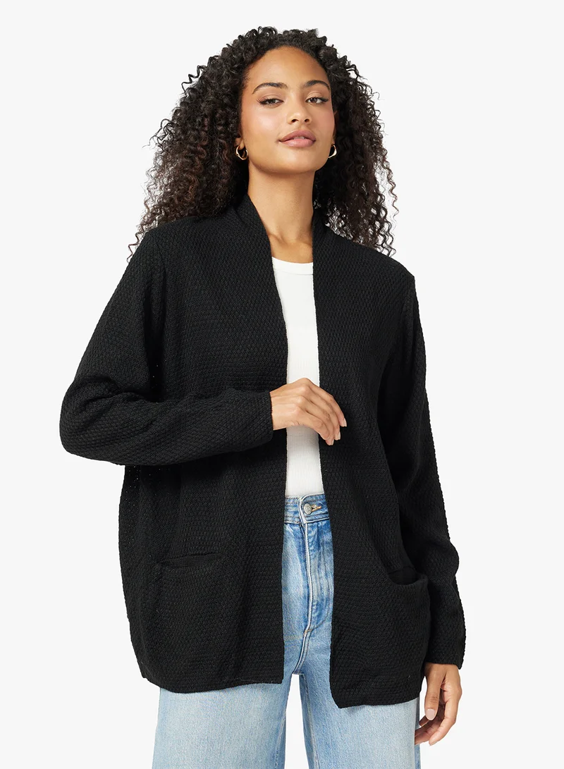 جينجر Longline Kniited Cardigan with Pockets