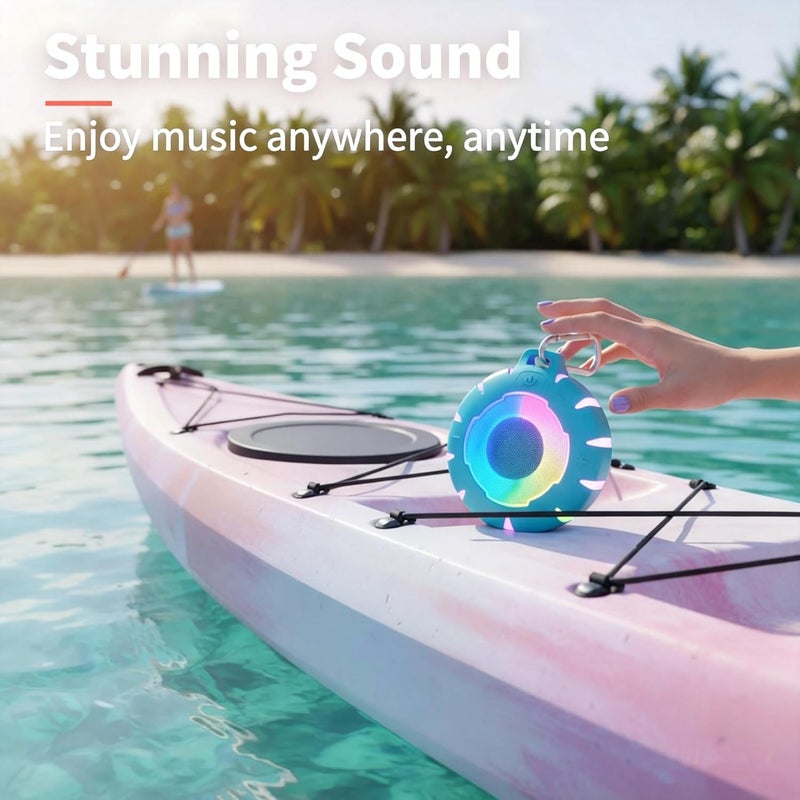HEYSONG Waterproof High Bluetooth Bluetooth IPX7 Mini Shower with High Definition Sound, LED Light, Floating, Lightweight Portable Speakers for Travel, Pool, Beach, Kayaking - Image 5