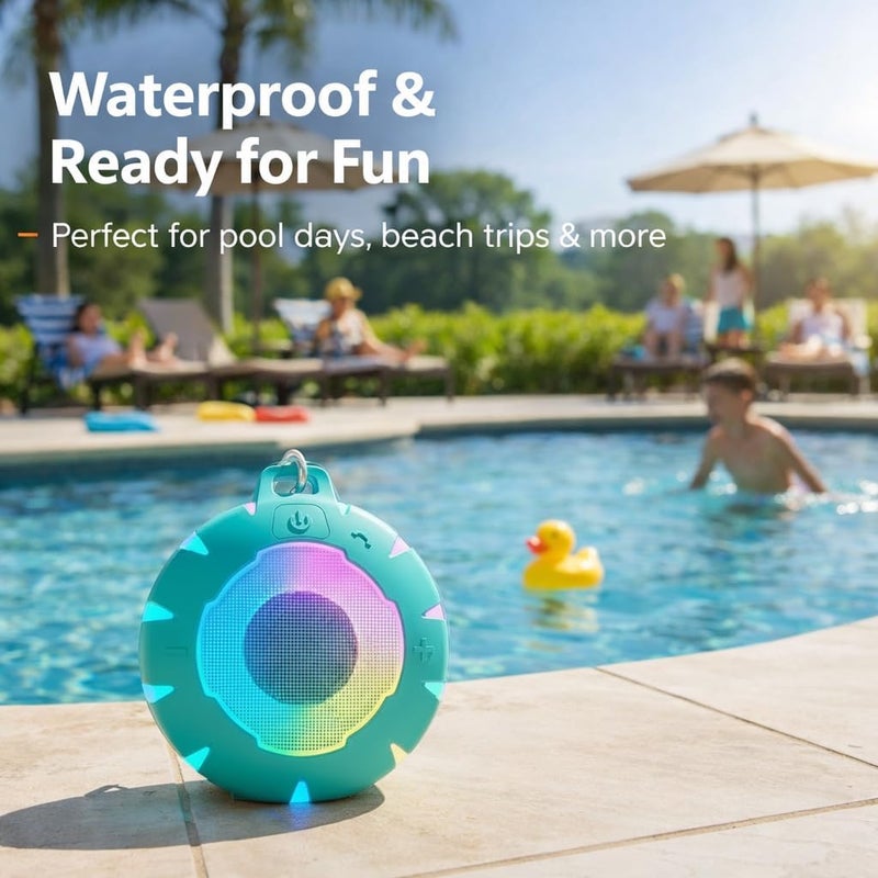 HEYSONG Waterproof High Bluetooth Bluetooth IPX7 Mini Shower with High Definition Sound, LED Light, Floating, Lightweight Portable Speakers for Travel, Pool, Beach, Kayaking - Image 3