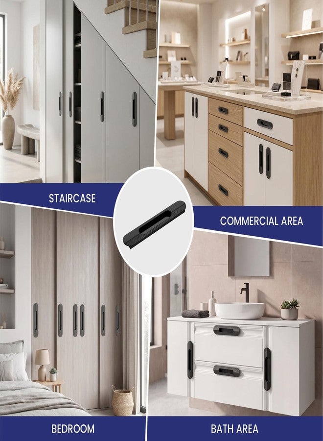 LAPO 2 Piece Aluminium Cabinet Handles for Kitchen, 10 Inch Modern Recessed Pulls Handle for Pooja Mandir, Wardrobe, and Almirah, Quick & Easy Installation (Black Finish, 3 Years Warranty) - Image 3