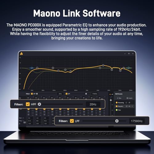 MAONO Dynamic Microphone-XLR USB Podcast Recording Mic: for Vocal Recording, Content Creation, Home Studio, Voiceover, with 192kHz/24bit, Noise Reduction, Mic Gain, Monitoring, Mute (PD300X) - Image 4