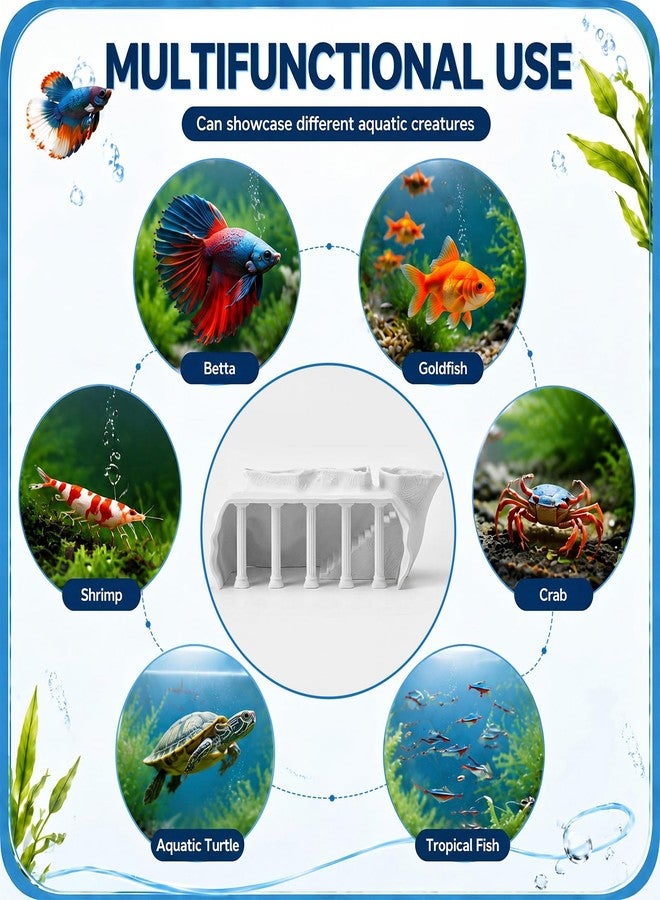 Fumete Aquarium Ornaments Cave Tunnel with Viewing Ports, Ancient Temple Column Cave Fish Tank Ornament, Fish Tank Decor Hideout for Pleco, Shrimp & Corydoras Substrate-Friendly Design & Sinking Base - Image 5