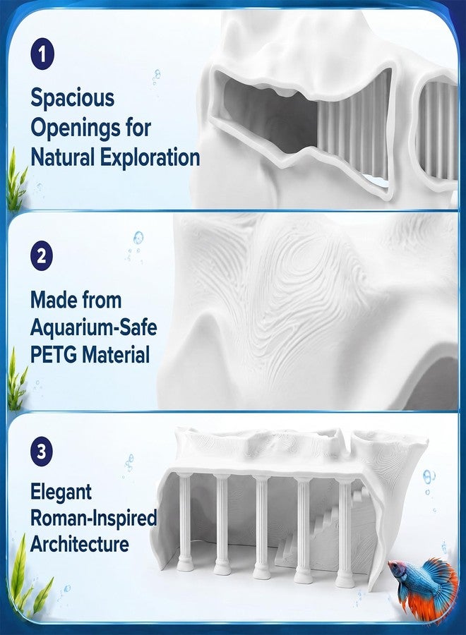 Fumete Aquarium Ornaments Cave Tunnel with Viewing Ports, Ancient Temple Column Cave Fish Tank Ornament, Fish Tank Decor Hideout for Pleco, Shrimp & Corydoras Substrate-Friendly Design & Sinking Base - Image 4
