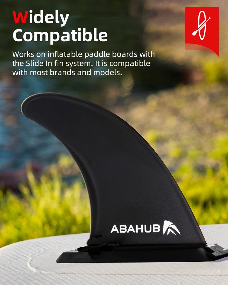 Abahub أباهوب زعنفة SUP قابلة للنفخ 9 بوصة بديلة، زعنفة مركزية قابلة للفك بنظام انزلاق سريع للتزلج على الأمواج، لوح تزلج قابل للنفخ 9 بوصة باللون الأسود - Image 5
