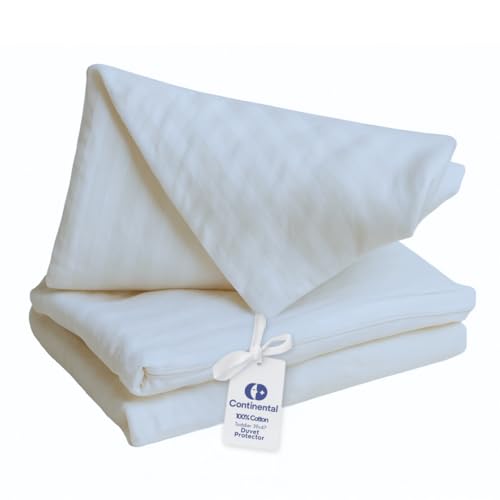 Continental Bedding Toddler Duvet Protector 100% Cotton 300TC Damask Stripe with Zipper Closure and Inner Ties, Fits Crib & Toddler Bed Comforters, 39x47 inch - Image 2
