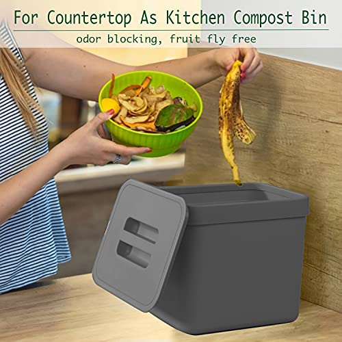 LALASTAR Kitchen Trash Can with Lid, LALASTAR Wall-Mounted Under Sink Small Garbage Can for Kitchen, Bathroom, Compost Bin Countertop, Cabinet Trash Can Hanging, 1.8 Gallon, (Black, 7L) - Image 2