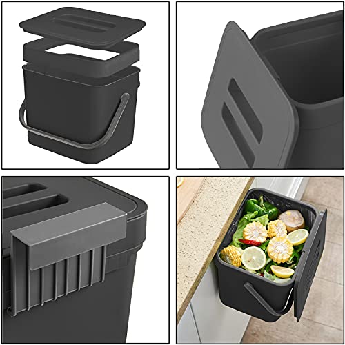 LALASTAR Kitchen Trash Can with Lid, LALASTAR Wall-Mounted Under Sink Small Garbage Can for Kitchen, Bathroom, Compost Bin Countertop, Cabinet Trash Can Hanging, 1.8 Gallon, (Black, 7L) - Image 5