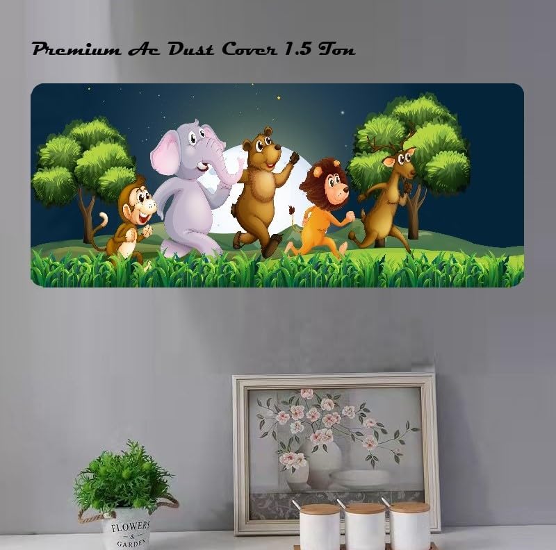 DARSHANAM WORLD Polyester New Printed Air Conditioning Dust Cover Folding Designer Ac Cover For Indoor Split Ac 1.5 Ton (97 X 31 X 21 .5Cm | Printed) - Image 2