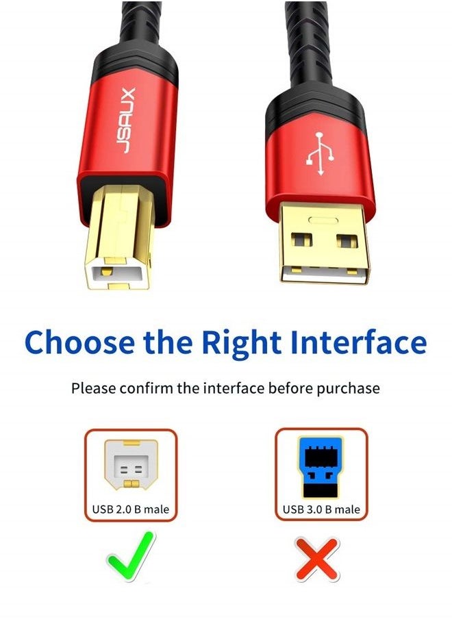 JSAUX Printer Cable, 10FT USB Printer Cable USB 2.0 Type A Male to B Male Scanner Cord USB B Cable High Speed for HP, Canon, Epson, Dell, Brother, Lexmark, Xerox, Samsung etc and Piano, DAC  - Image 2