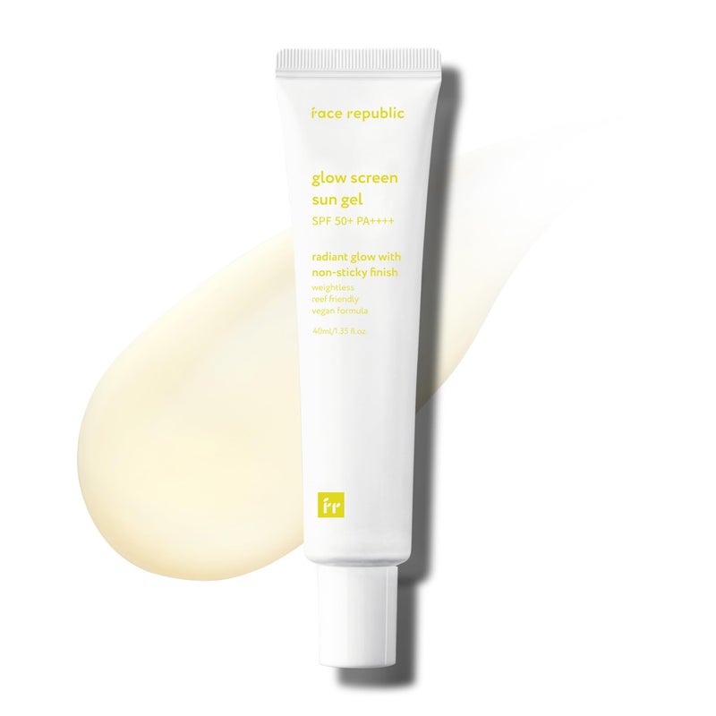 Face Republic Glow Screen Sun Gel 40ml 135 fl oz  SPF50 Broad Spectrum UV Protection  Ultra Lightweight No White cast  Niacinamide  Reef Safe  Vegan Korean Skin Care