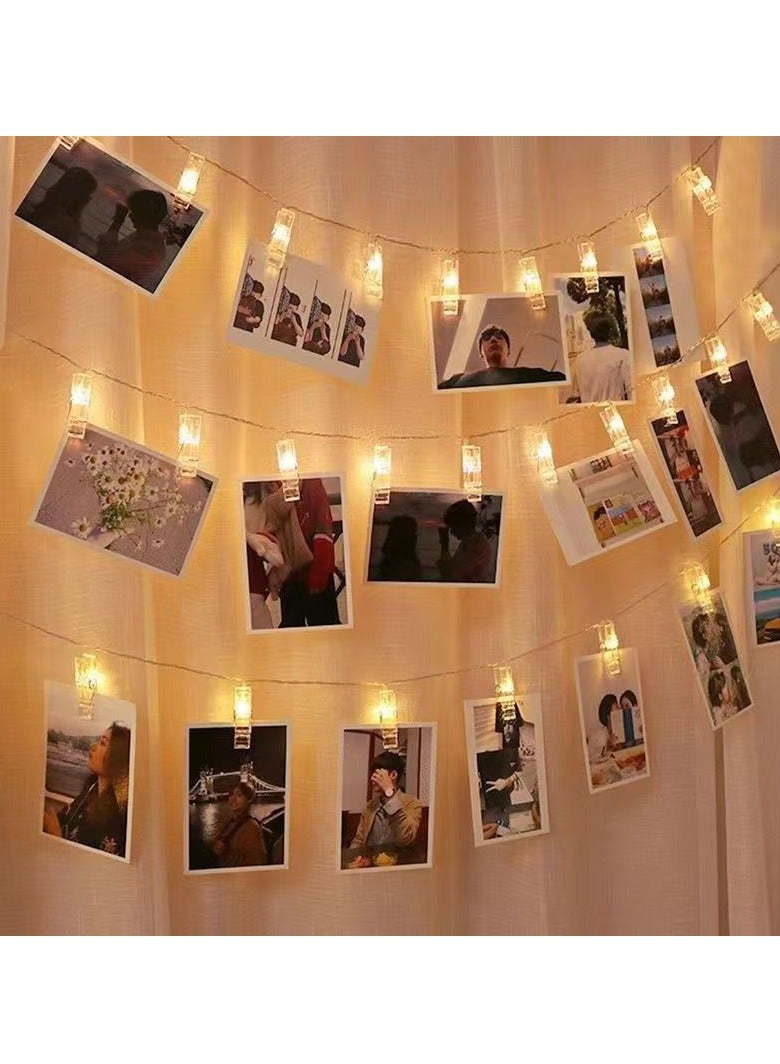 Mei Lifestyle 3m Long Warm Photo Clip String Lights with Batteries 20 LED Decorative Lights - Image 1