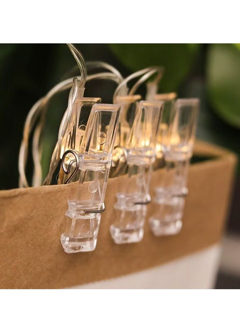 Mei Lifestyle 3m Long Warm Photo Clip String Lights with Batteries 20 LED Decorative Lights - Image 2