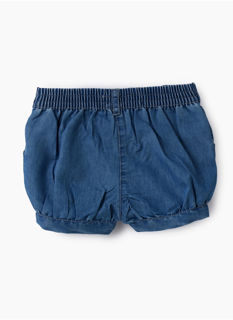 Jelliene Girls Blue Embroidered Bubble Shorts  - Image 2