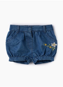 Jelliene Girls Blue Embroidered Bubble Shorts  - Image 1