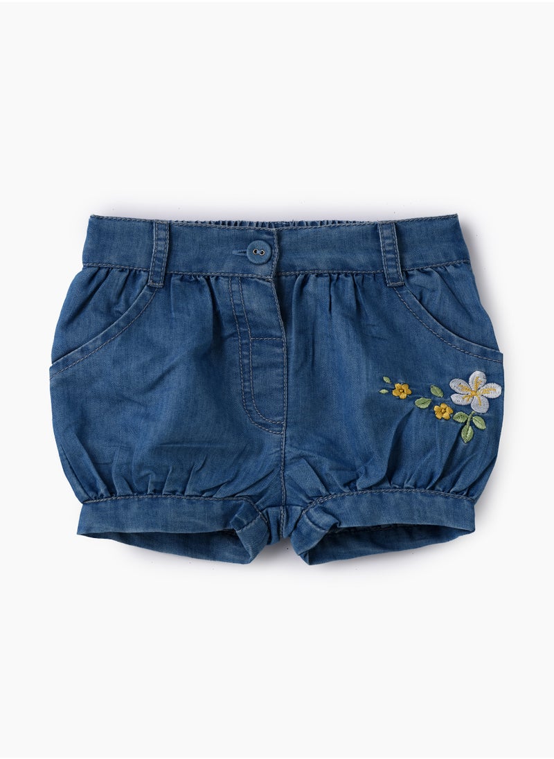 Jelliene Girls Blue Embroidered Bubble Shorts  - Image 1