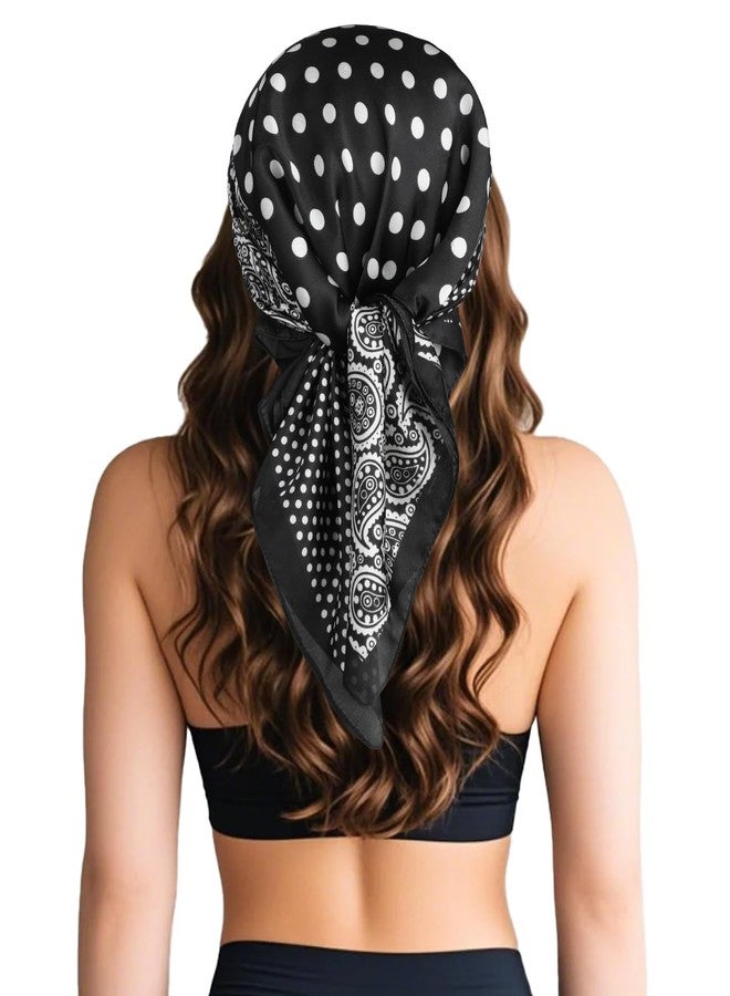 Sumolux Head Hair Scarf for Women Like Satin Silk Scarf Bandana Hair Wrapping Night Large Square Scarves 27.5" - Image 1