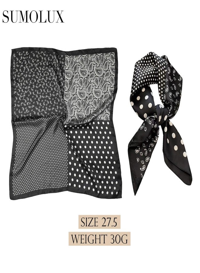 Sumolux Head Hair Scarf for Women Like Satin Silk Scarf Bandana Hair Wrapping Night Large Square Scarves 27.5" - Image 2