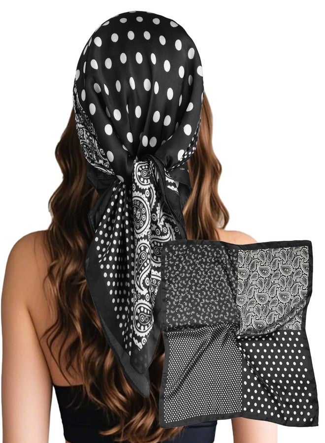 Sumolux Head Hair Scarf for Women Like Satin Silk Scarf Bandana Hair Wrapping Night Large Square Scarves 27.5" - Image 4