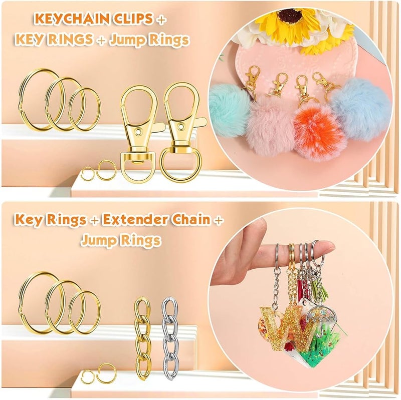 KASTWAVE 990PCS Keychain Making Kit, Keychain Craft Supplies Including Key Chain Hooks, Lobster Clasps, Key Rings and Jump Rings, for Crafts, DIY Projects & Purse Making Supplies - Image 4