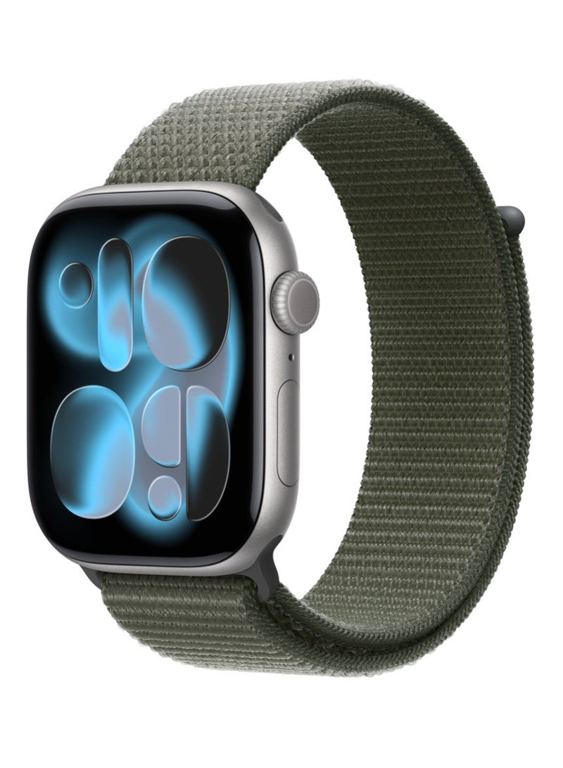 Watch Nylon Loop Band Compatible with Apple Watch 42mm 44mm 45mm 46mm 49mm, Soft Woven Sport Strap, Adjustable Replacement Wristband for Apple Watch Series Ultra / SE / Series 1/2/3/4/5/6/7/8/9/10/11- Forest Green - Image 1