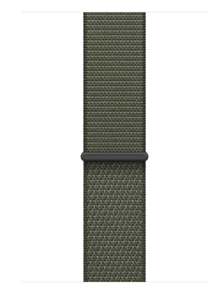 Watch Nylon Loop Band Compatible with Apple Watch 42mm 44mm 45mm 46mm 49mm, Soft Woven Sport Strap, Adjustable Replacement Wristband for Apple Watch Series Ultra / SE / Series 1/2/3/4/5/6/7/8/9/10/11- Forest Green - Image 3