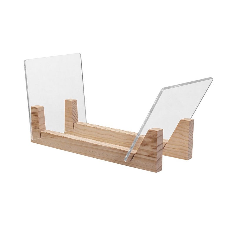 KAIU Vinyl Record Storage Holder  Solid Wood with Crystal Clear Acrylic Holder  Premium Design Perfect 12 LPs or 7 Singles Display Unit  Stores and Supports up to 50 Albums Natural
