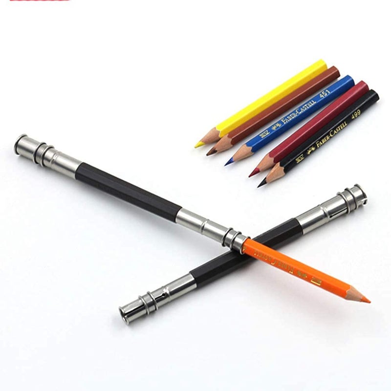 ikis ikis 5pcs Pencil Extender Doubleended Metal Pencil Grip ReceiverAdjustable Crayon Pencil Holder ExtenderUsed for School Sketch drawing Art Creation Tool - Image 2