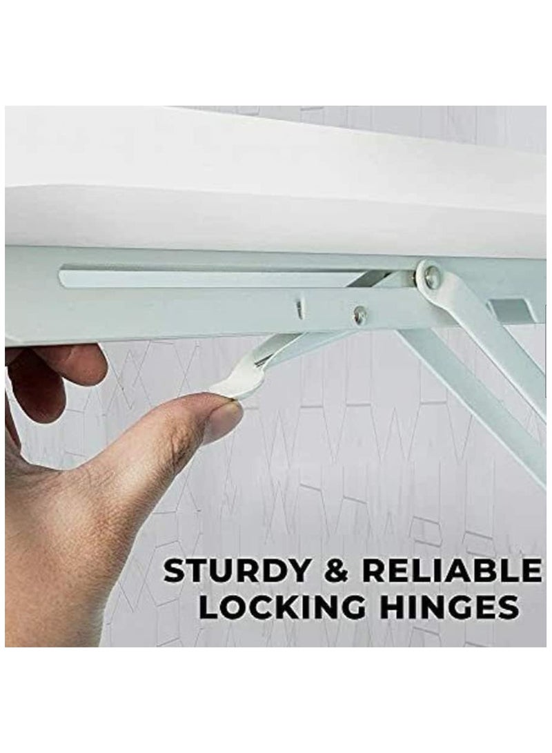 VITION Computer Wall Mount Stand Folding Wall-Mounted Drop-Leaf Table,Metal Folding Shelf Bench Table Bracket (60 x 100cm) Black - Image 5