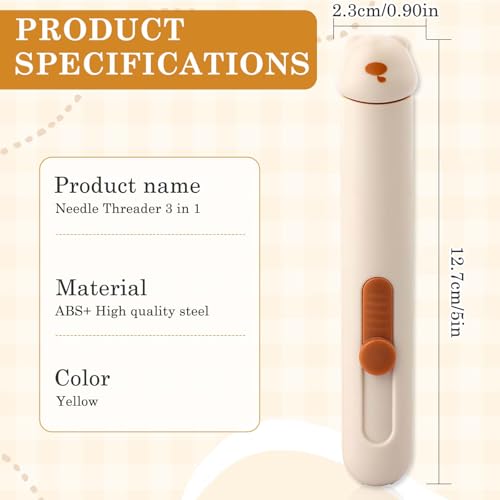 TecoKart® 2 in 1 Needle Threader Tool with Seam Ripper, Thread Inserter, Stitch Opener 3 in 1 Multifunction, Threading Device for Handcraft - Beige - Image 2
