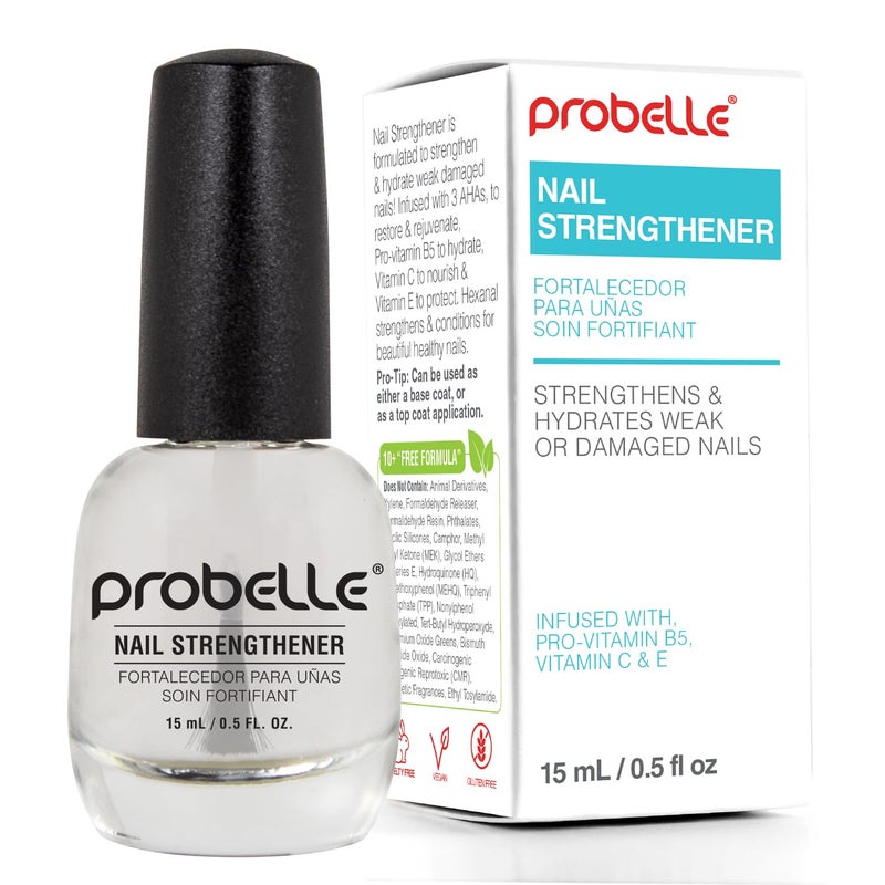 Probelle Nail Strengthener and growth, Natural Nail Strengthening Clear Nail Polish Repair Treatment, Nail Growth & Conditioning, Stops Splits, Chips, Cracks & Strengthens Damaged and Thin Nails - Image 1