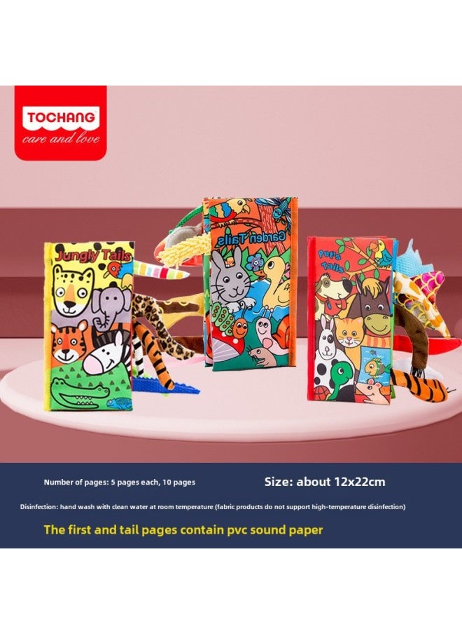 Baby Toys Three-Dimensional Cloth Book Tear Not To Rip Early Teaching Bite Washable Children Children Enlightenment Baby Hand Tear Book-Colour:3 Books: Garden + Jungle + Pets  - Image 1