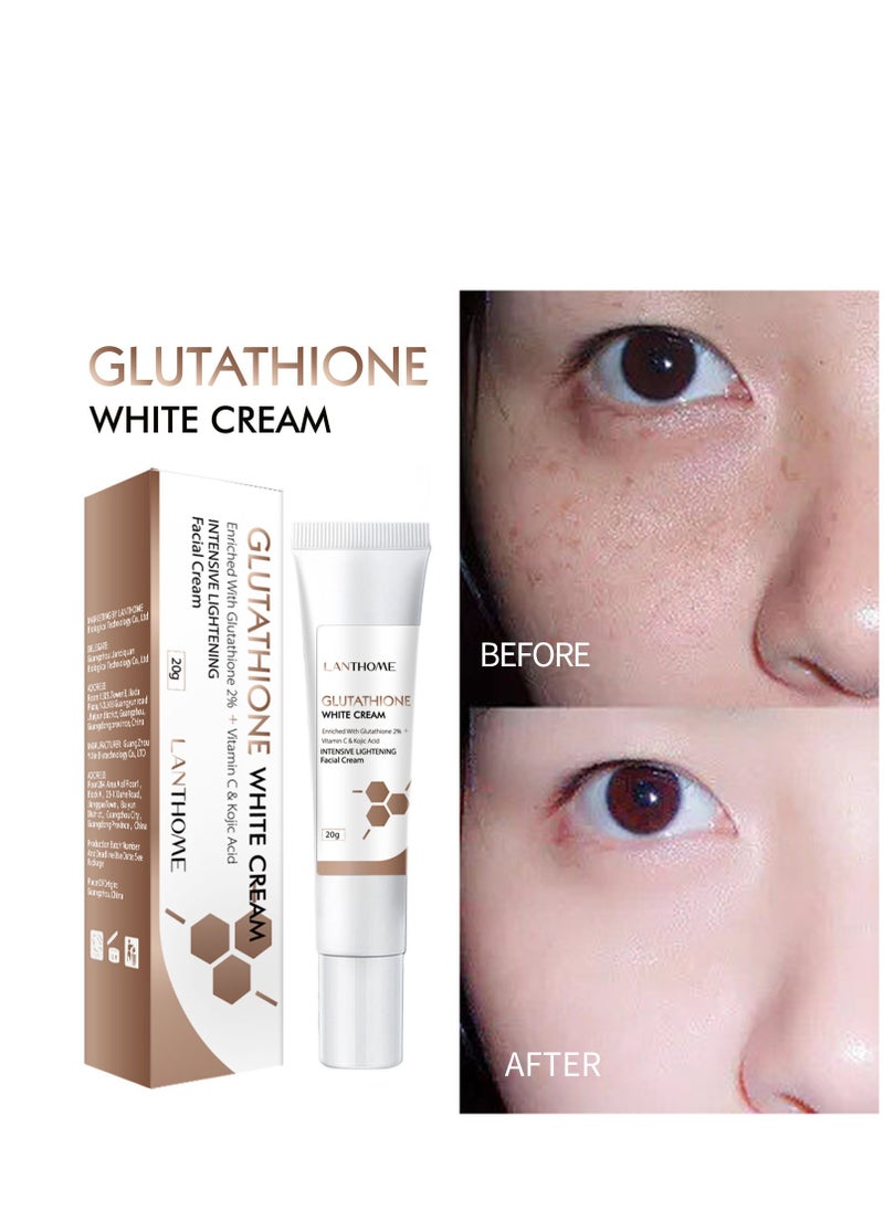 Lanthome - Glutathione Whitening Cream: 2% Glutathione Facial Dark Spot Remover & Skin Brightening Moisturizer, Anti-Aging Formula for Smooth, Radiant Skin - 20g - Image 1