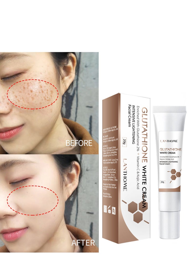 Lanthome - Glutathione Whitening Cream: 2% Glutathione Facial Dark Spot Remover & Skin Brightening Moisturizer, Anti-Aging Formula for Smooth, Radiant Skin - 20g - Image 1