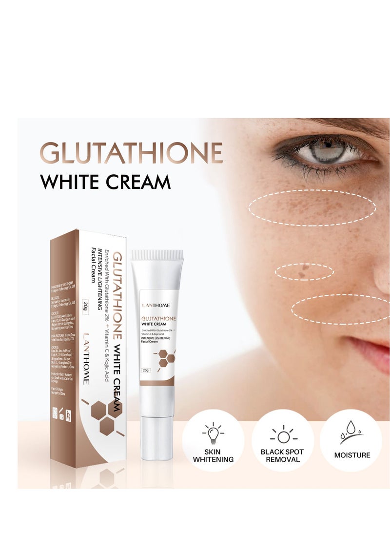 Lanthome - Glutathione Whitening Cream: 2% Glutathione Facial Dark Spot Remover & Skin Brightening Moisturizer, Anti-Aging Formula for Smooth, Radiant Skin - 20g - Image 1
