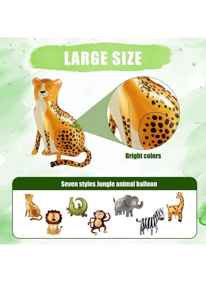PEUTIER 8pcs Jungle Animal Balloons, Safari Animal Balloon Safari Animal Monkey Elephant Zebra Leopard Crocodile Giraffe Lion Balloons Birthday Number Balloons Zoo Party Decoration Supplies (Number 8)  - Image 4