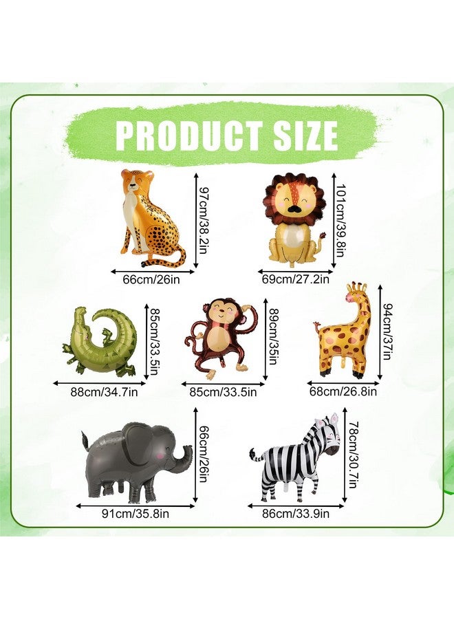 PEUTIER 8pcs Jungle Animal Balloons, Safari Animal Balloon Safari Animal Monkey Elephant Zebra Leopard Crocodile Giraffe Lion Balloons Birthday Number Balloons Zoo Party Decoration Supplies (Number 8)  - Image 2