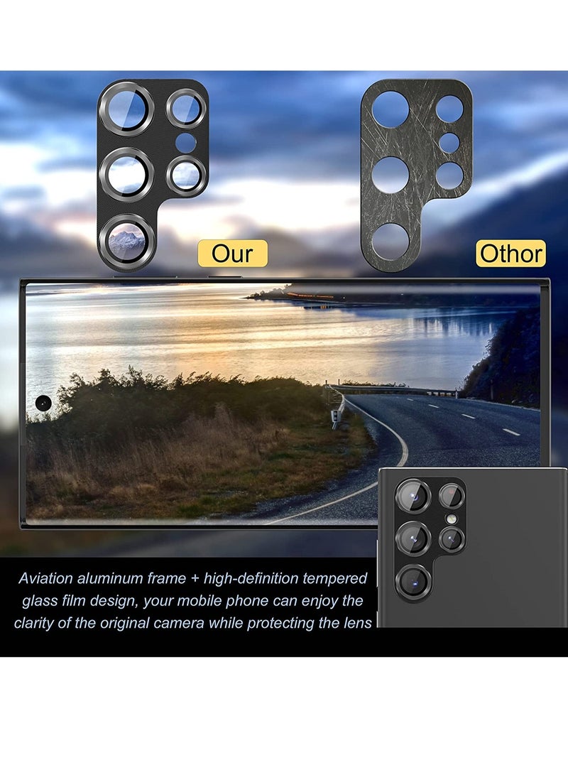 ELTRAZONE 2-Pack for Samsung Galaxy S22 Ultra 5G Lens Protector, Premium Tempered Glass Glitter Diamond Metal Camera Lens Protector - Image 4
