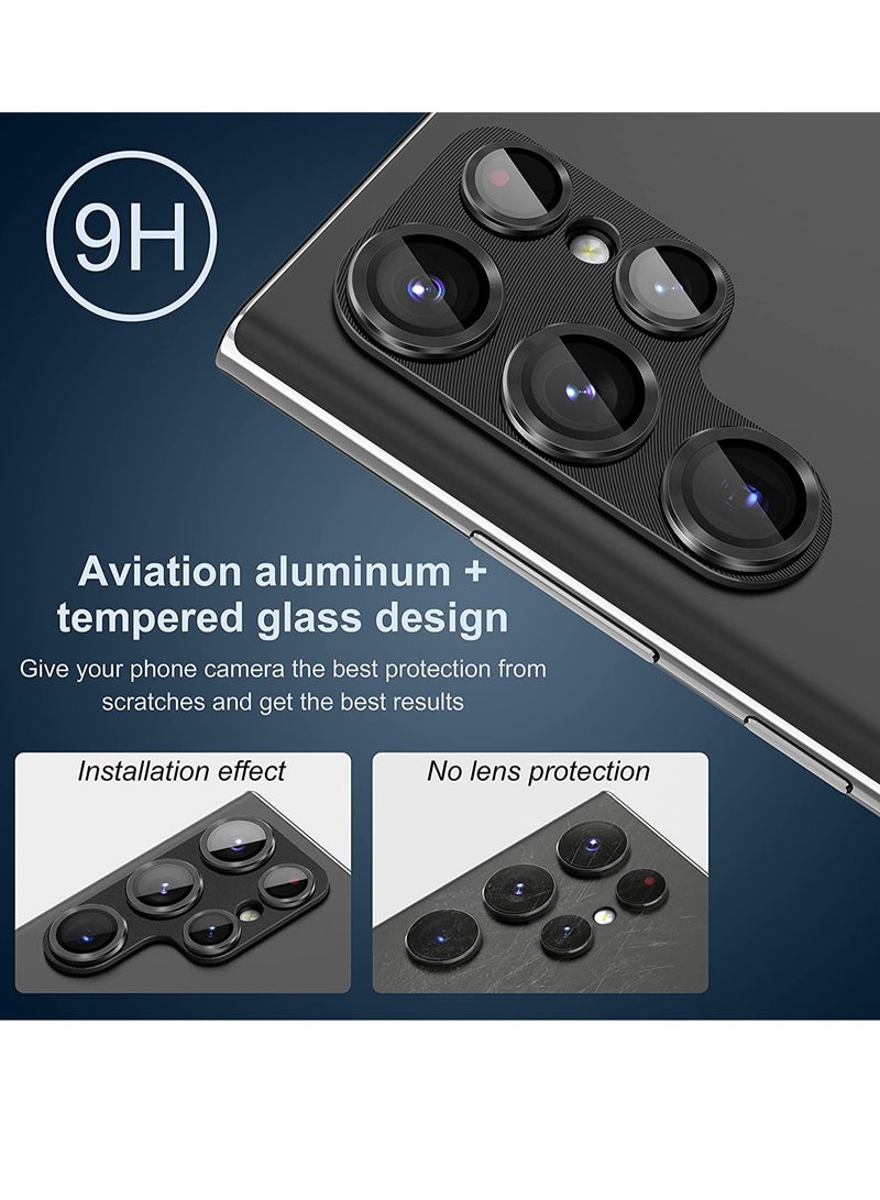 ELTRAZONE 2-Pack for Samsung Galaxy S22 Ultra 5G Lens Protector, Premium Tempered Glass Glitter Diamond Metal Camera Lens Protector - Image 2