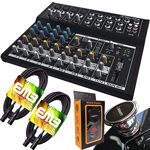 Mackie Mix12FX 12-channel Compact Mixer with Effects with Pair of EMB XLR Cable and Gravity Magnet Phone Holder Bundle - Image 5