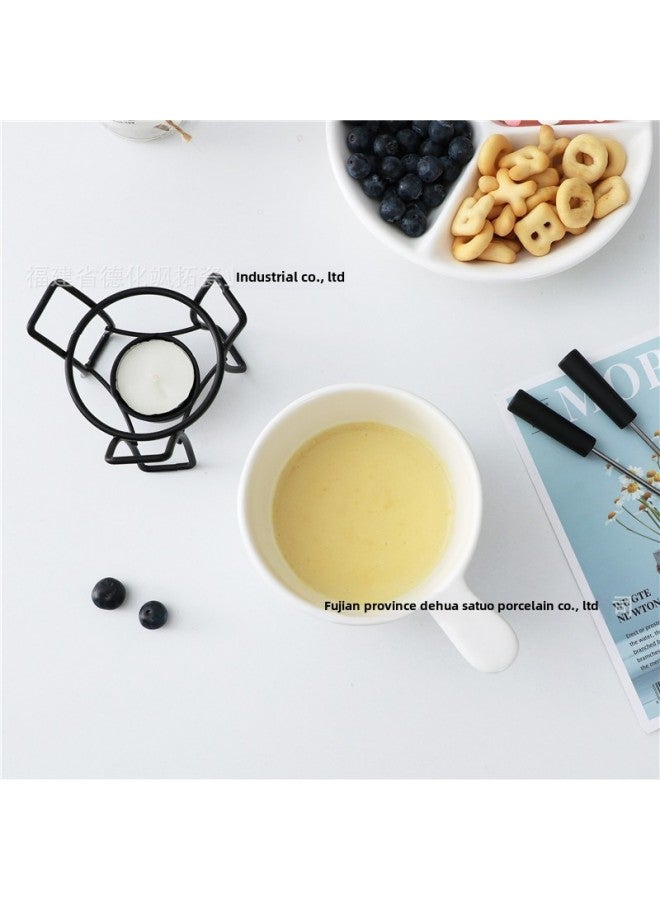 Ceramic Chocolate Hot Melting Furnace Butter Heating Furnace Household Kitchen Small Stove With Iron Frame Creative Candle Stove Customized-Specifications:10.3*12-Capacity:301-400ml  - Image 4