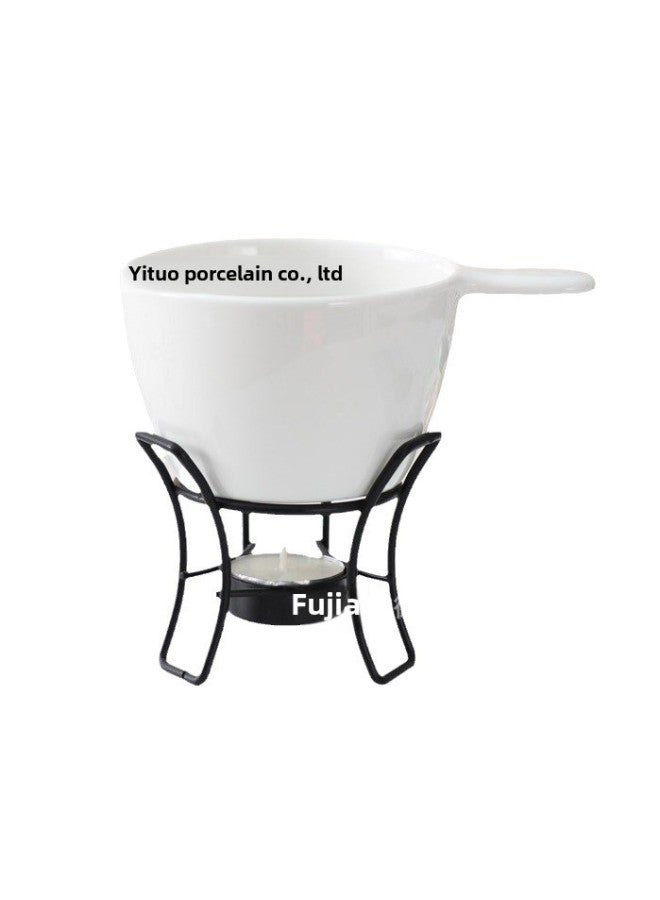 Ceramic Chocolate Hot Melting Furnace Butter Heating Furnace Household Kitchen Small Stove With Iron Frame Creative Candle Stove Customized-Specifications:10.3*12-Capacity:301-400ml  - Image 5