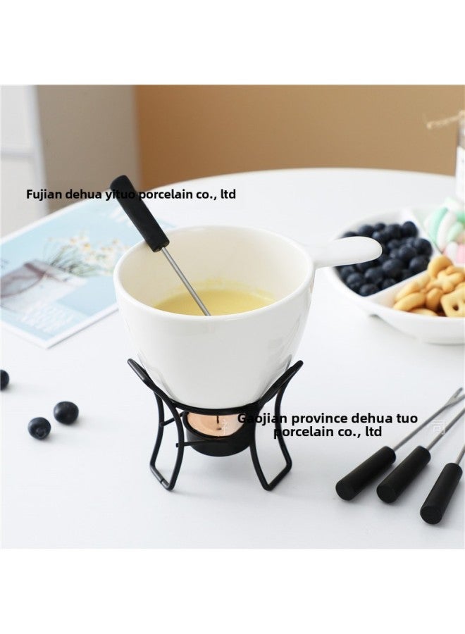 Ceramic Chocolate Hot Melting Furnace Butter Heating Furnace Household Kitchen Small Stove With Iron Frame Creative Candle Stove Customized-Specifications:10.3*12-Capacity:301-400ml  - Image 2