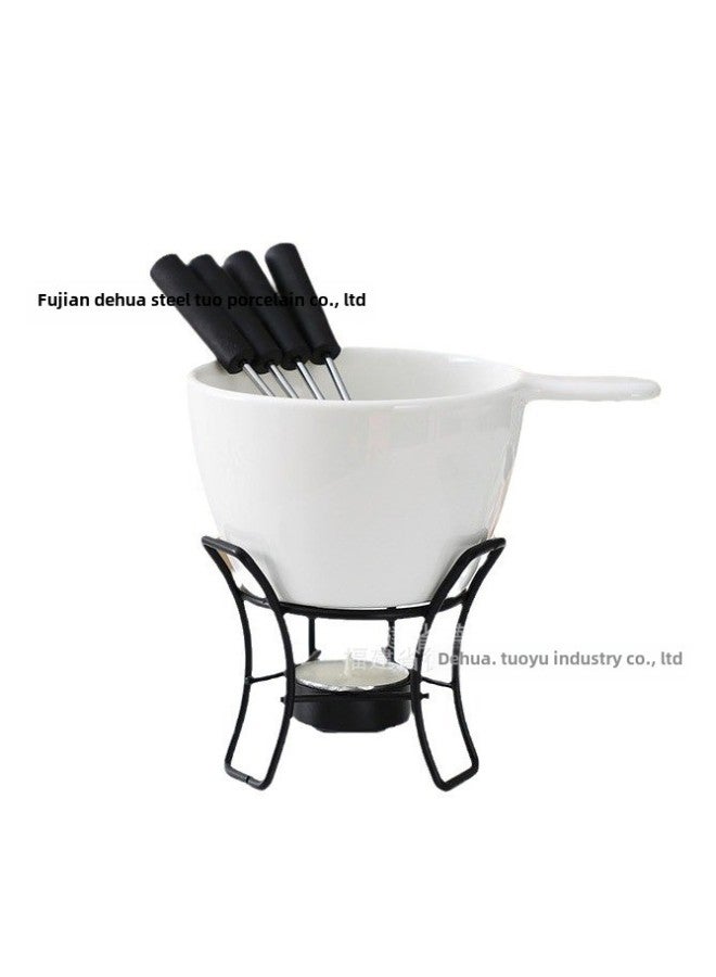 Ceramic Chocolate Hot Melting Furnace Butter Heating Furnace Household Kitchen Small Stove With Iron Frame Creative Candle Stove Customized-Specifications:10.3*12-Capacity:301-400ml  - Image 1