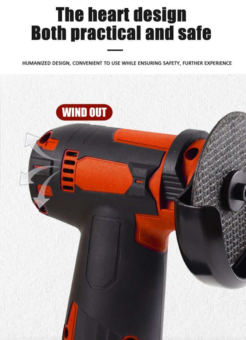 12V Cordless Brush Angle Grinder Kit, Ginding disc 3 Inch/76mm, Lightweight Angle Grinder Tool w/ 2PCS 1300mAh Lithium-Ion Battery & Charger, Ergonomic Button Position for Reducing Hand Pressure - Image 2