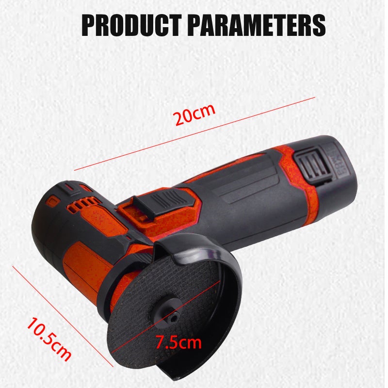 12V Cordless Brush Angle Grinder Kit, Ginding disc 3 Inch/76mm, Lightweight Angle Grinder Tool w/ 2PCS 1300mAh Lithium-Ion Battery & Charger, Ergonomic Button Position for Reducing Hand Pressure - Image 4