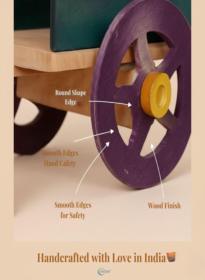 Neotea Wooden Bullock Toy for Kids and Home Decor Small | Bullock Cart Small Wooden Antique Beautiful Shaped Wooden Hand Carved Handmade Bullock Cart Show Piece Multicolour Pack of 1 - Image 5