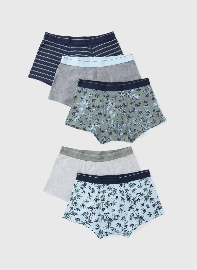 Matalan 5 Pack Blue Palm Leaf Hipsters
