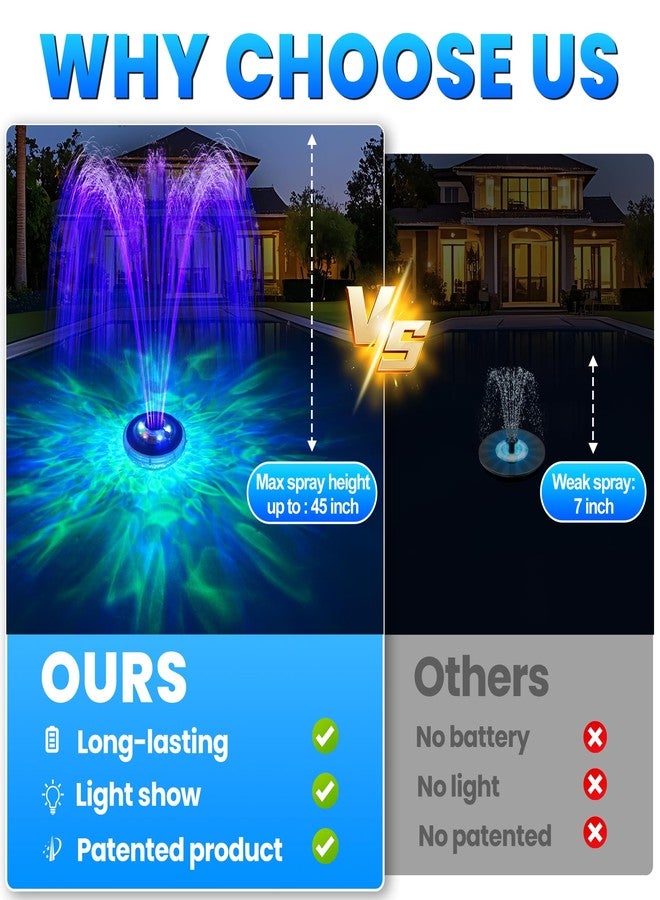 AearKing Upgraded Floating Pool Fountain, Pool Fountain with Lights, Above Ground Pool Water Fountains Pump with Anchor and Rope, Swimming Pool Fountains for Inground Pools-White-1pk - Image 5